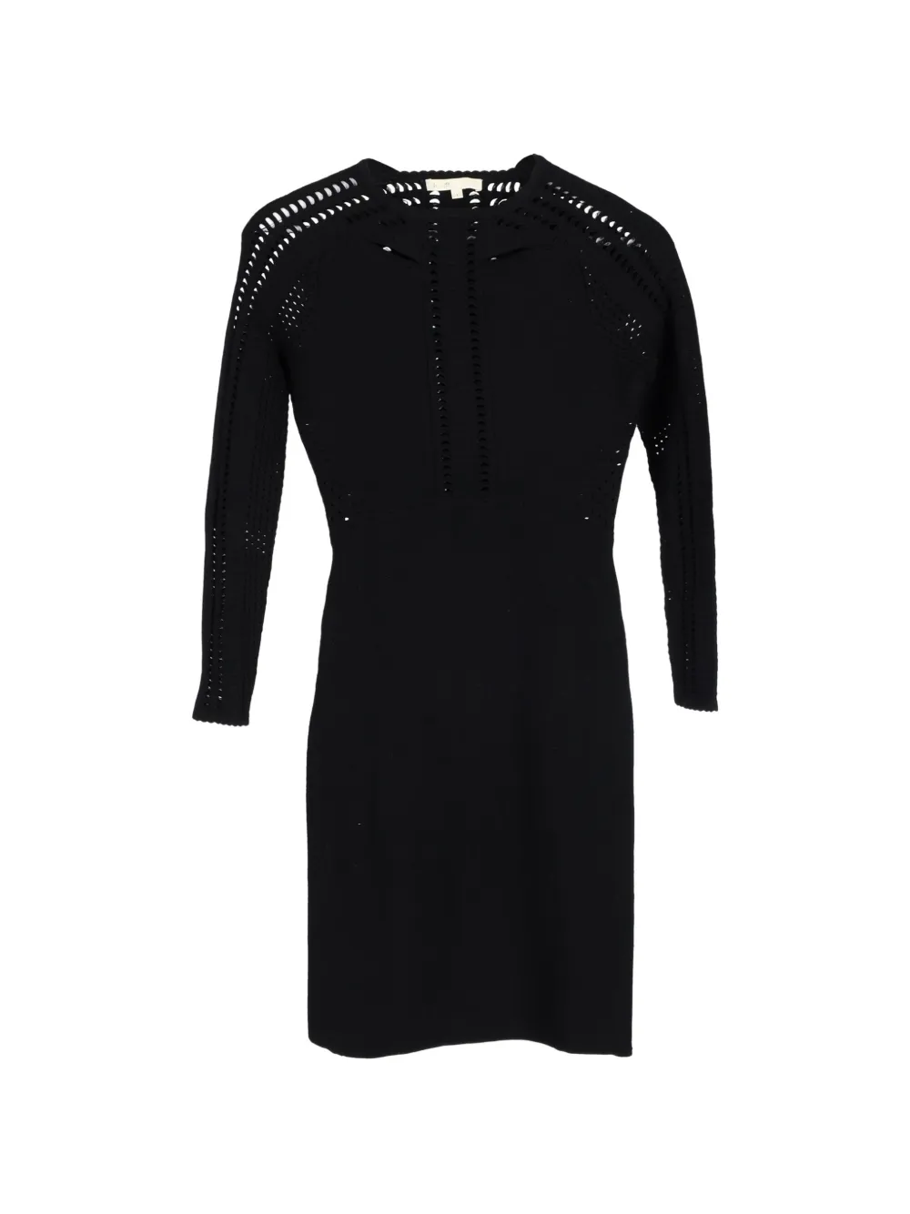 Maje perforated wool mini dress - Nero