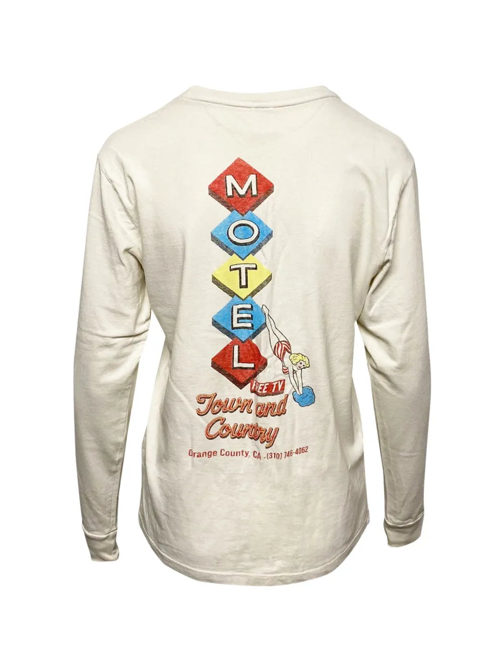 90s Motel-Print Long-Sleeve Top