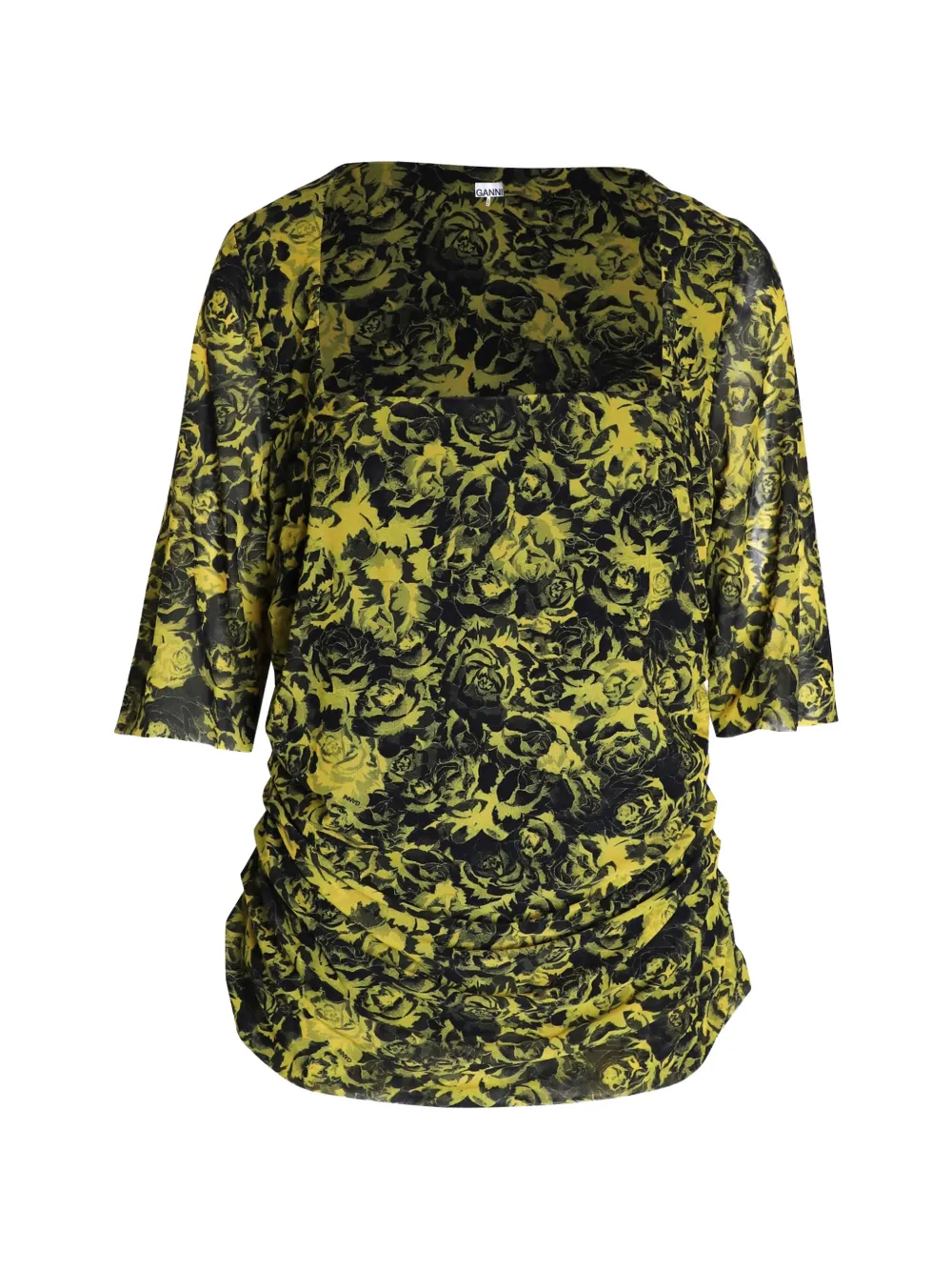 GANNI square-neck blouse - Giallo