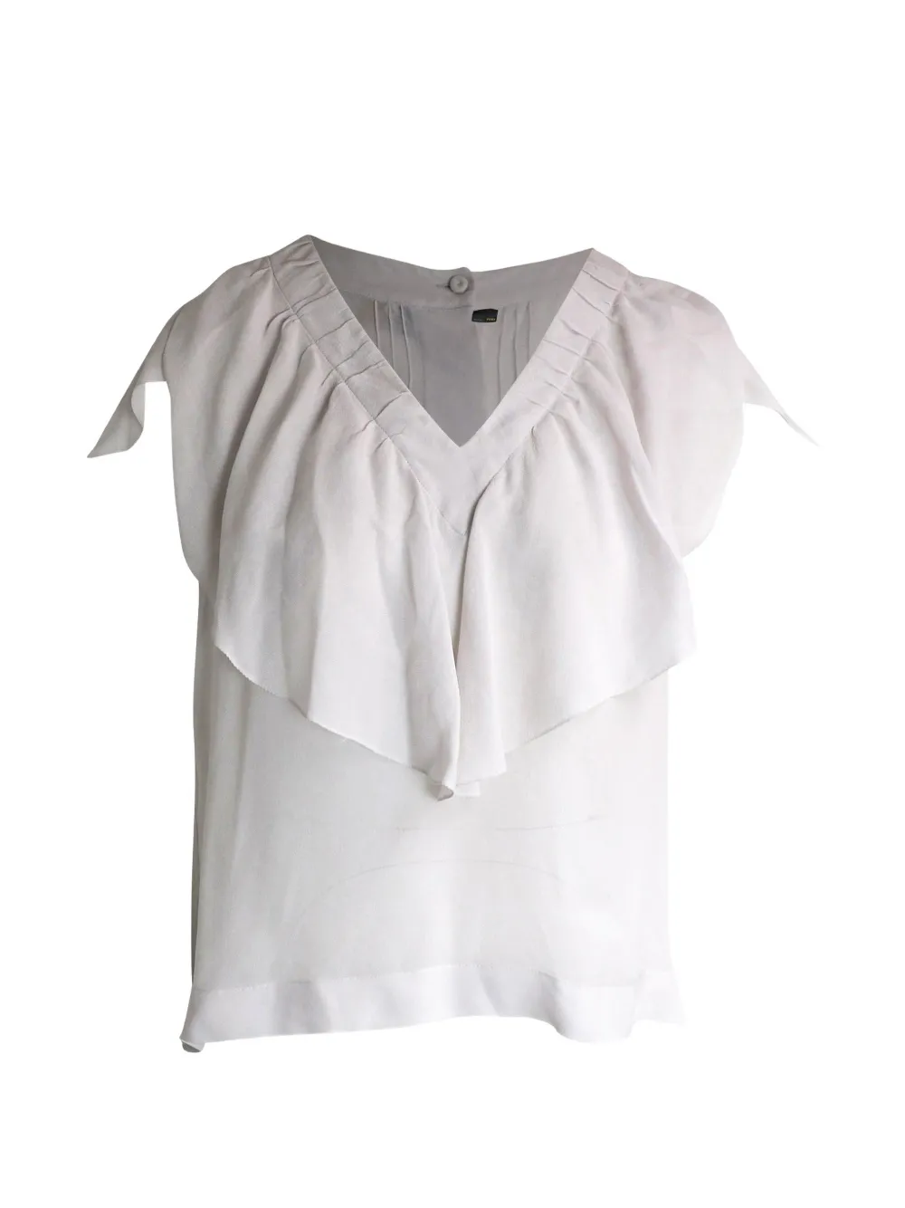 Fendi Pre-Owned ruffled V-neck blouse - Bianco