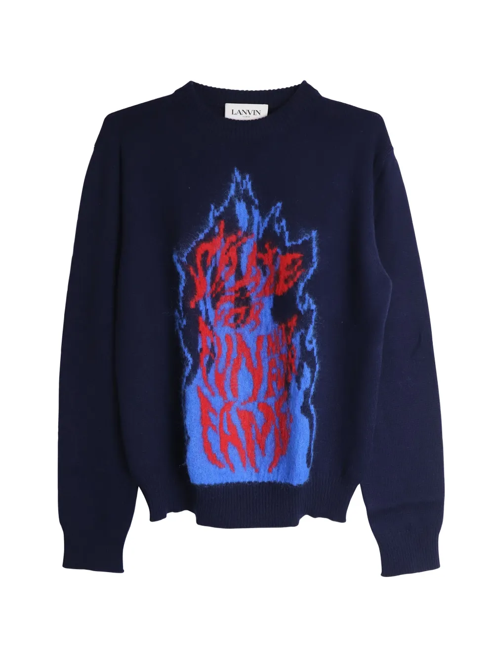 Lanvin Pre-Owned flame jacquard knit jumper - Blu