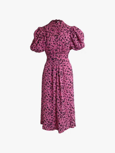 ROTATE BIRGER CHRISTENSEN puffed-sleeve floral midi dress