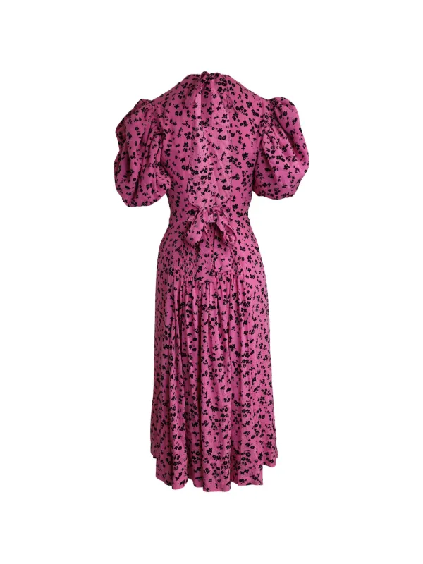 rotate midi dress Puff Sleeve Midi Dress Dark Blue