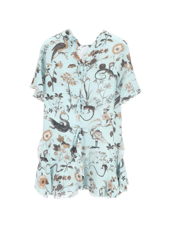 Red Valentino Vintage bird-print Ribbon Mini Dress | Blue | FARFETCH