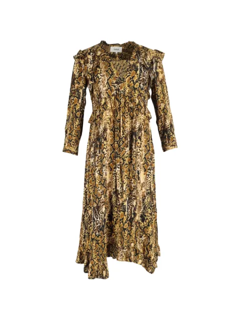 Ba&Sh snake print ruffled midi dress