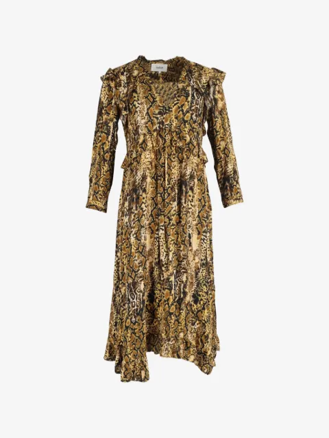 Ba&Sh snake print ruffled midi dress