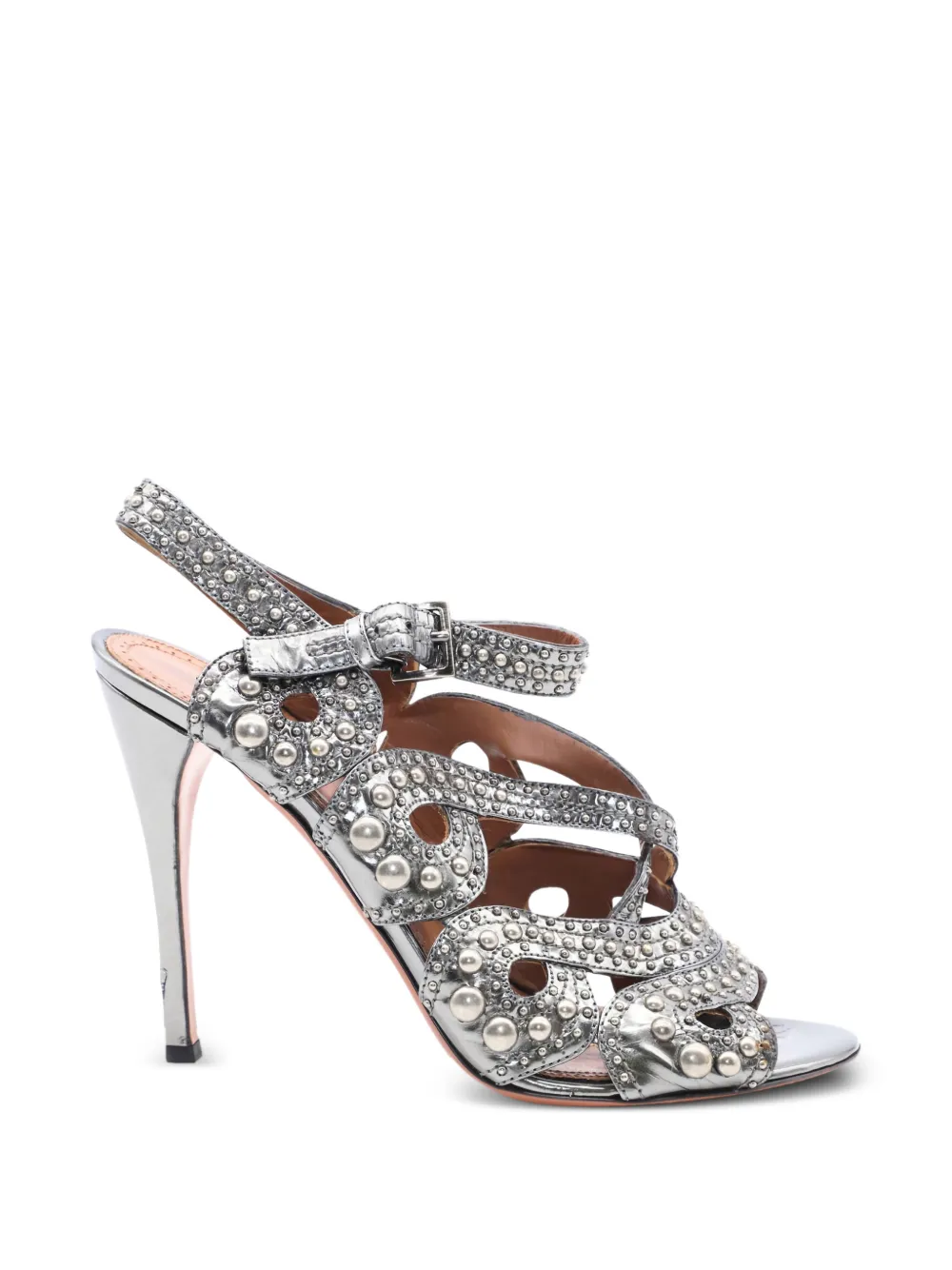 Alaïa Pre-Owned studded strappy heels sandals - Argento