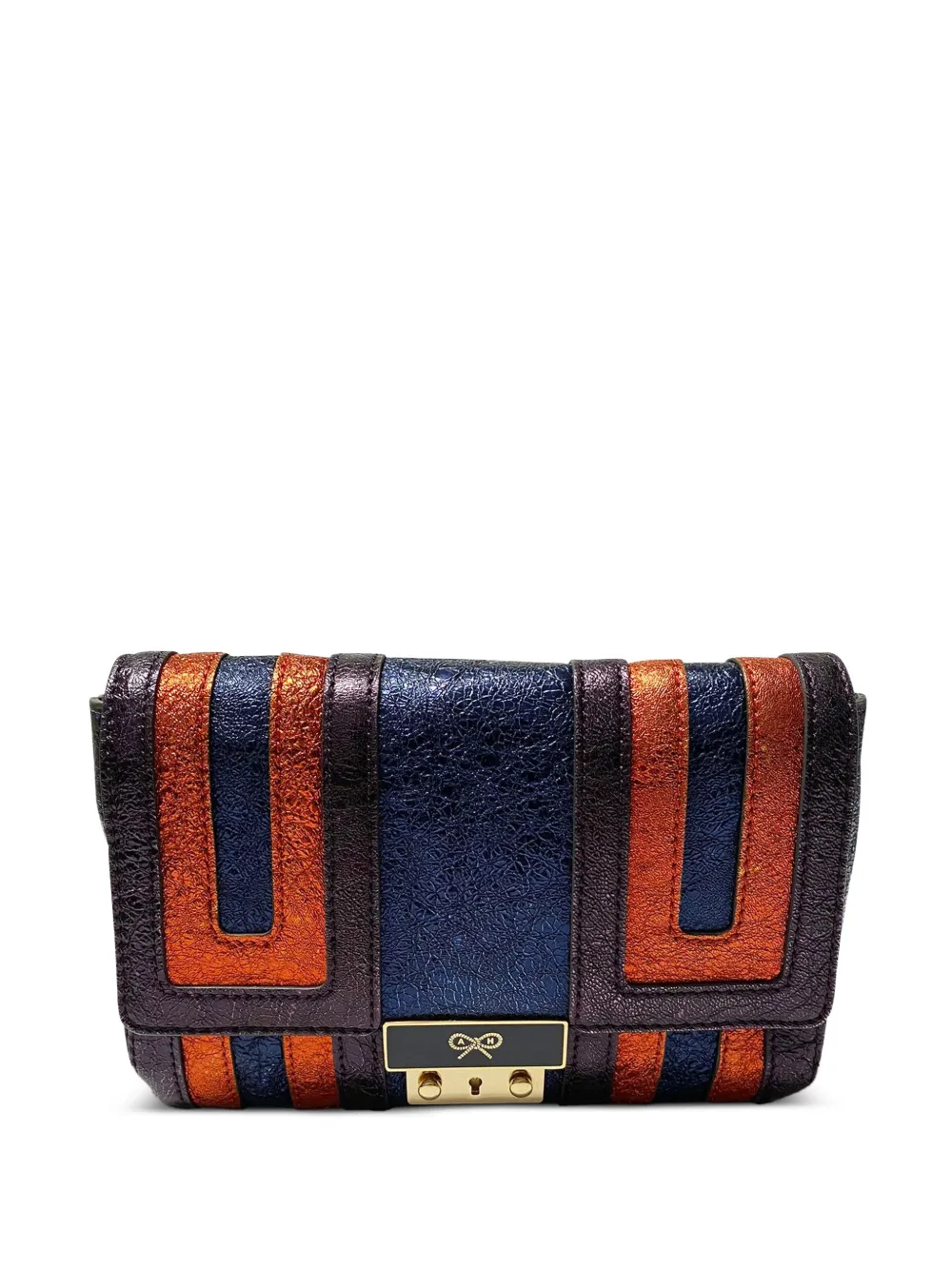 Anya Hindmarch Ebenezer metallic-effect striped shoulder bag - Blu