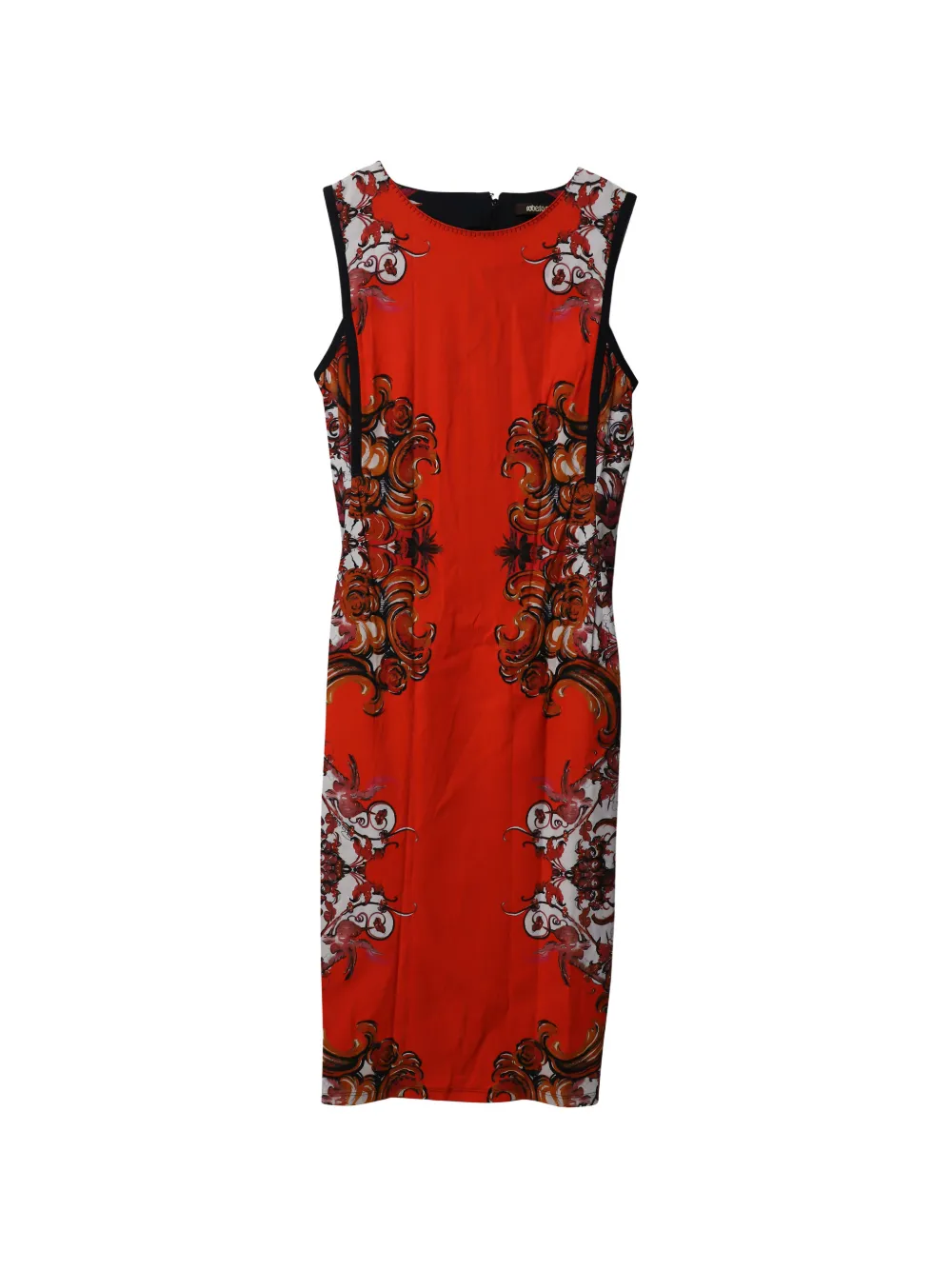 Roberto Cavalli Vintage filigree-print sheath midi dress - Rosso