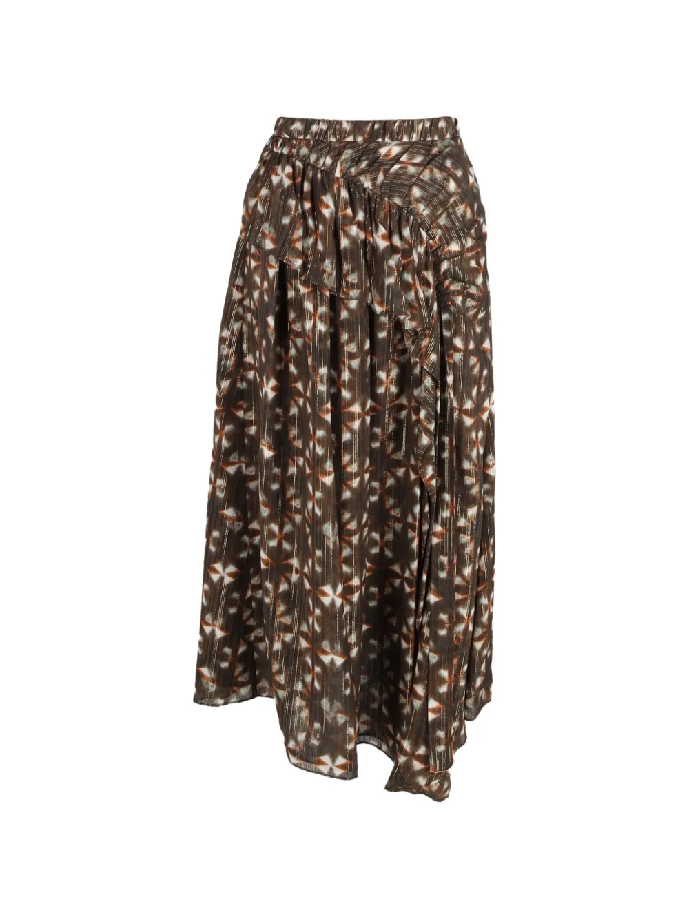 Ulla Johnson midi printed ruffle skirt - Marrone