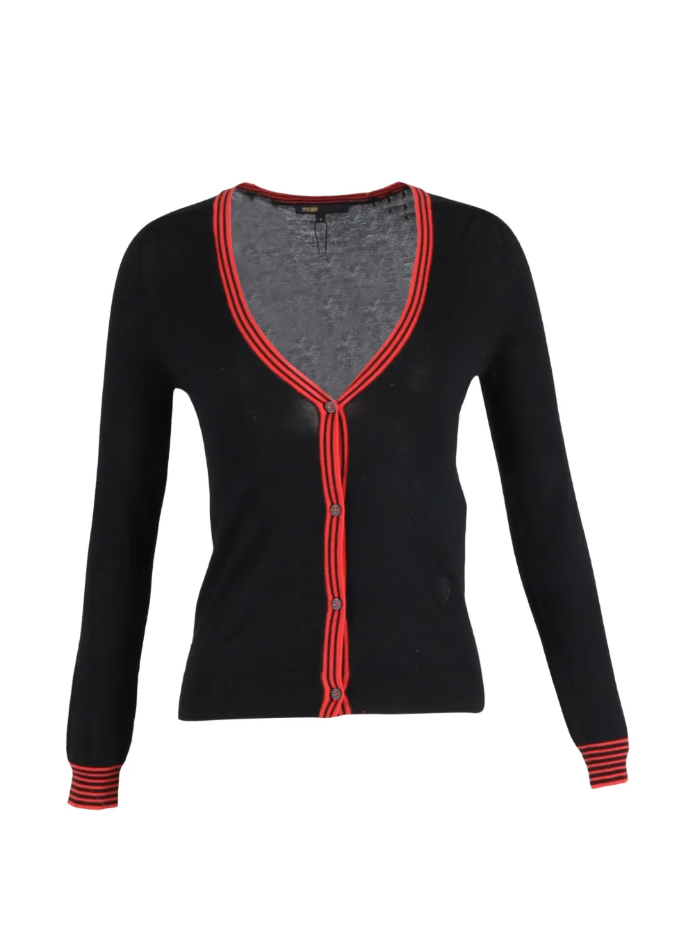 Maje Knitted button-down v-neck top - Nero