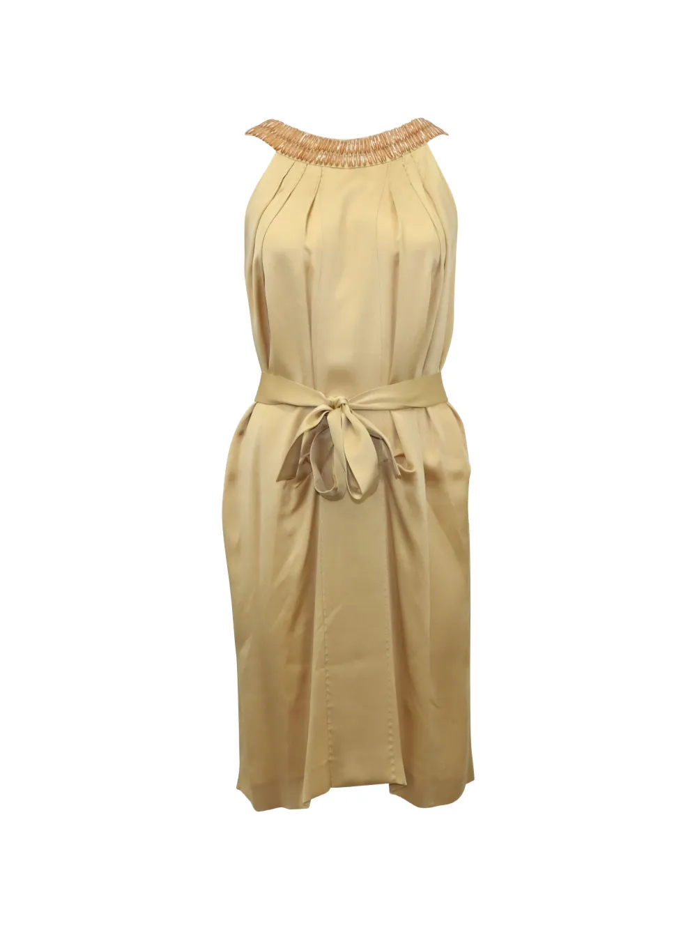 Alberta Ferretti Vintage pleated belted dress - Toni neutri