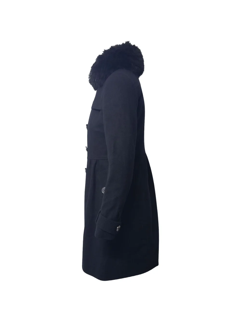 Burberry Pre-Owned fur-collar double-breasted coat - Nero