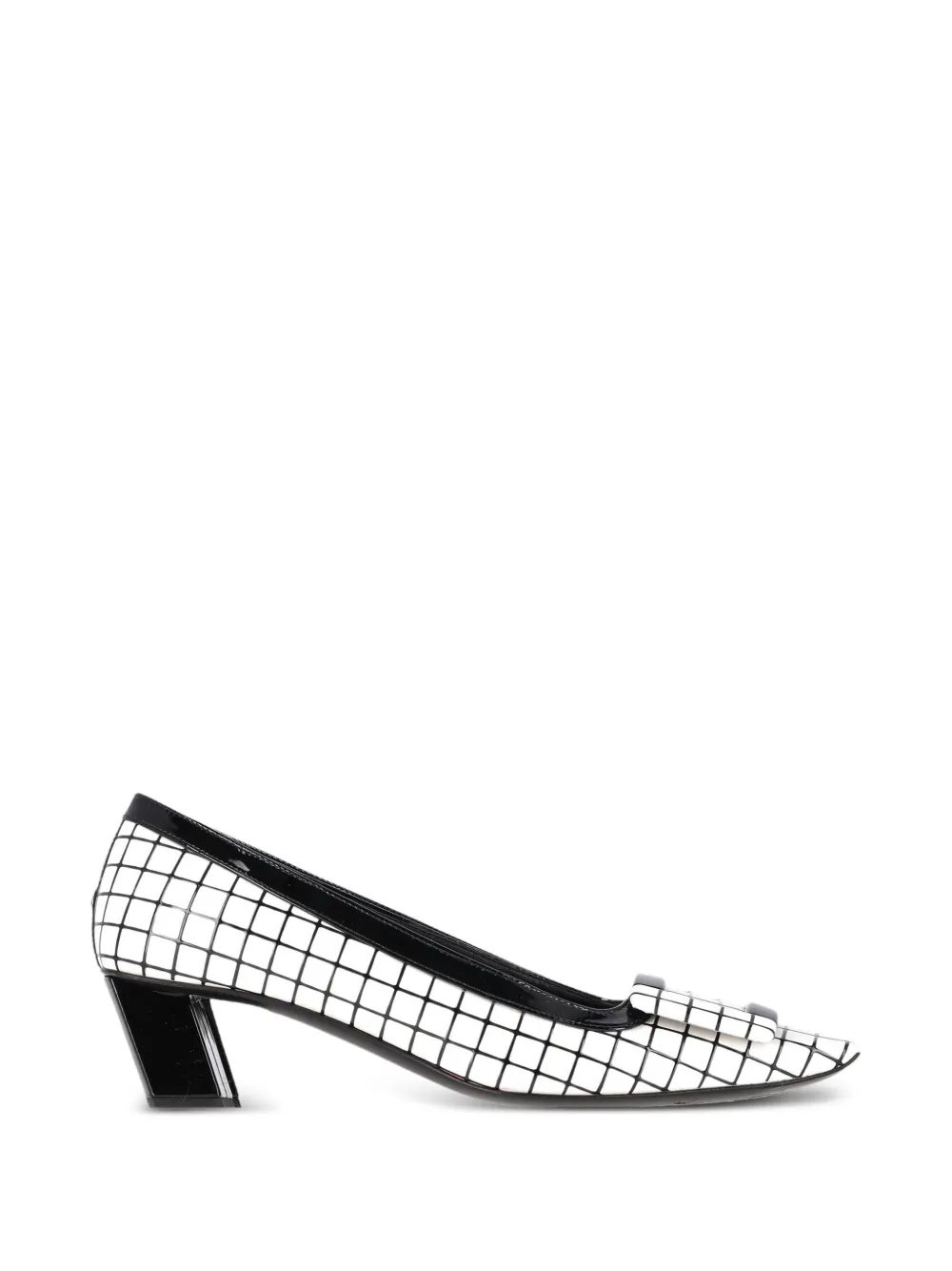Roger Vivier Vintage grid square-toe pumps – White