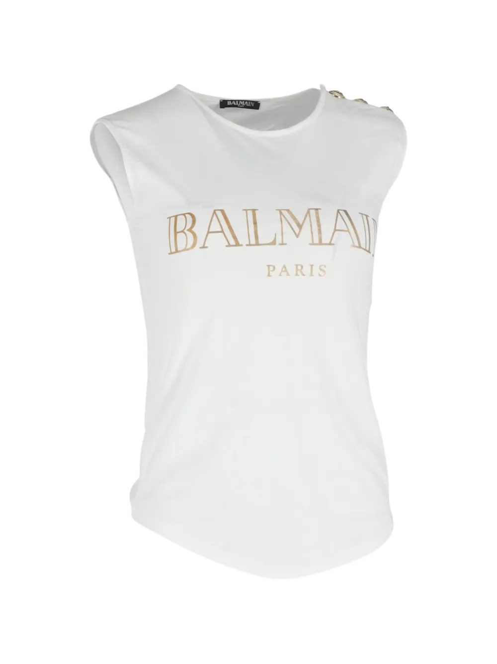 Balmain Pre-Owned logo-print cotton tank top - Bianco
