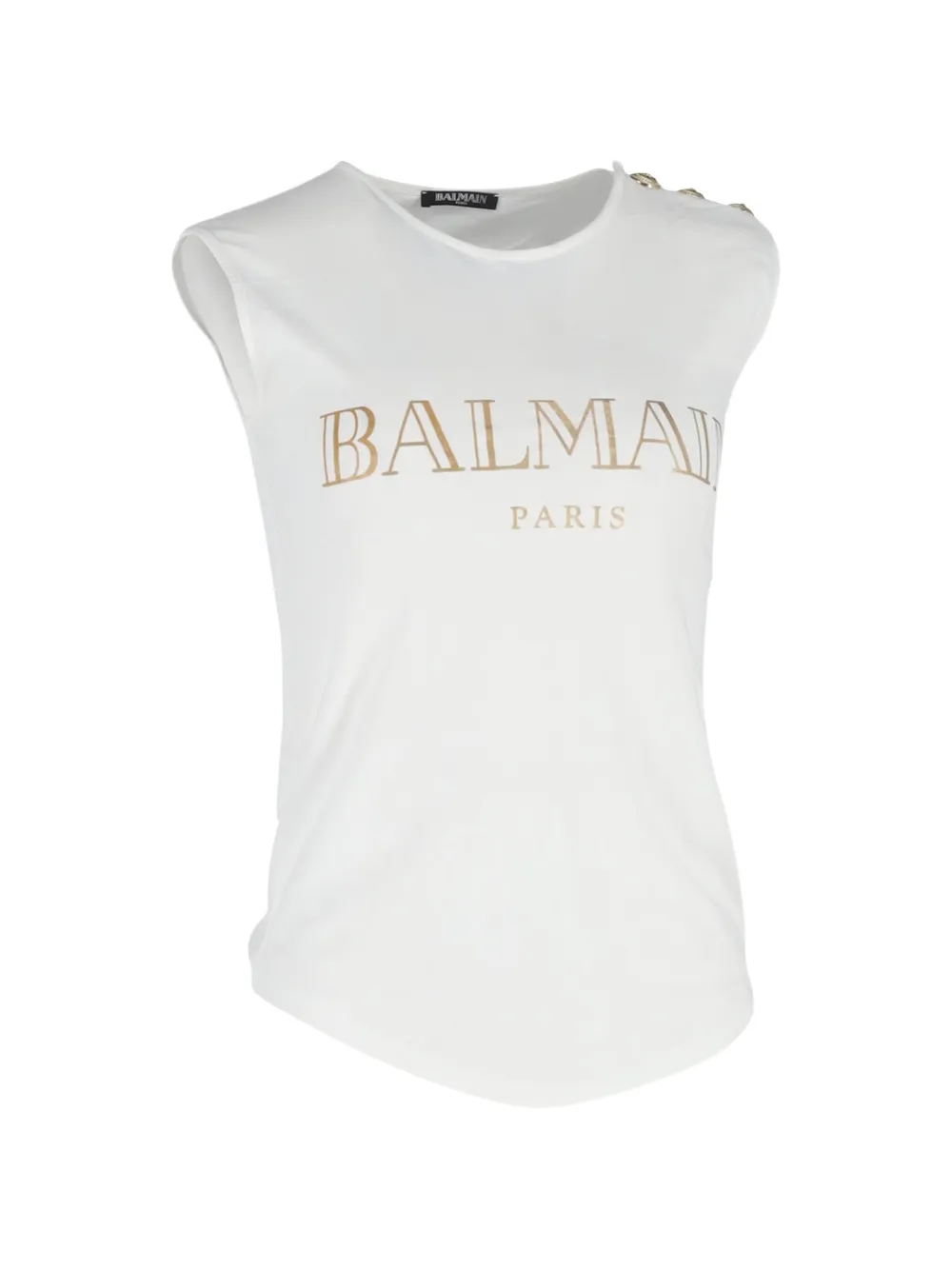Balmain Pre-Owned logo-print cotton tank top - Bianco