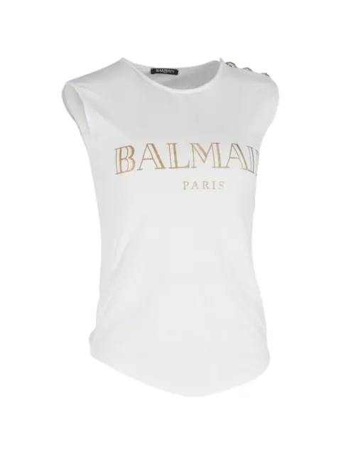 Balmain Pre-Owned logo-print cotton tank top