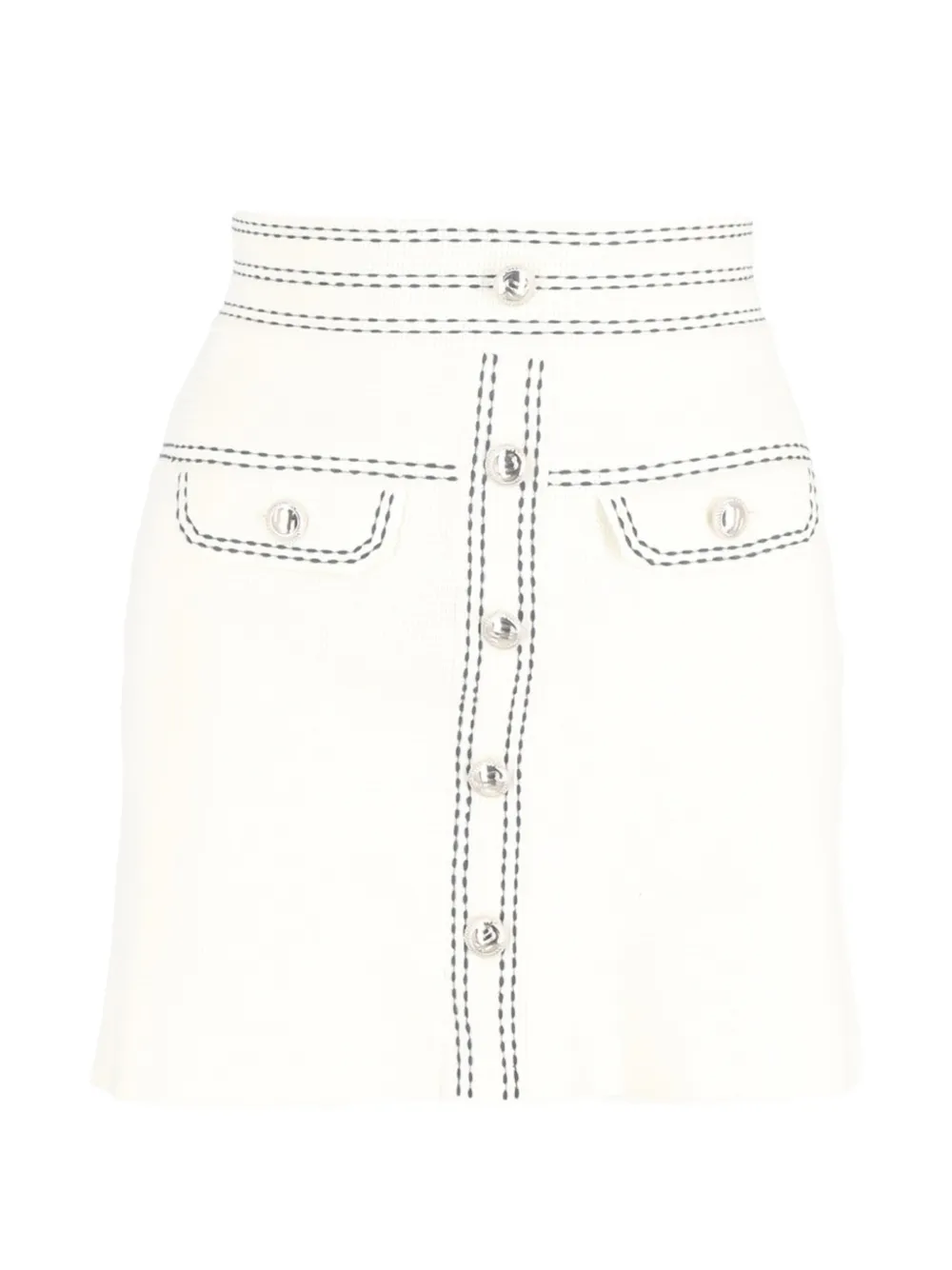 Maje contrast-stitching button skirt - Toni neutri