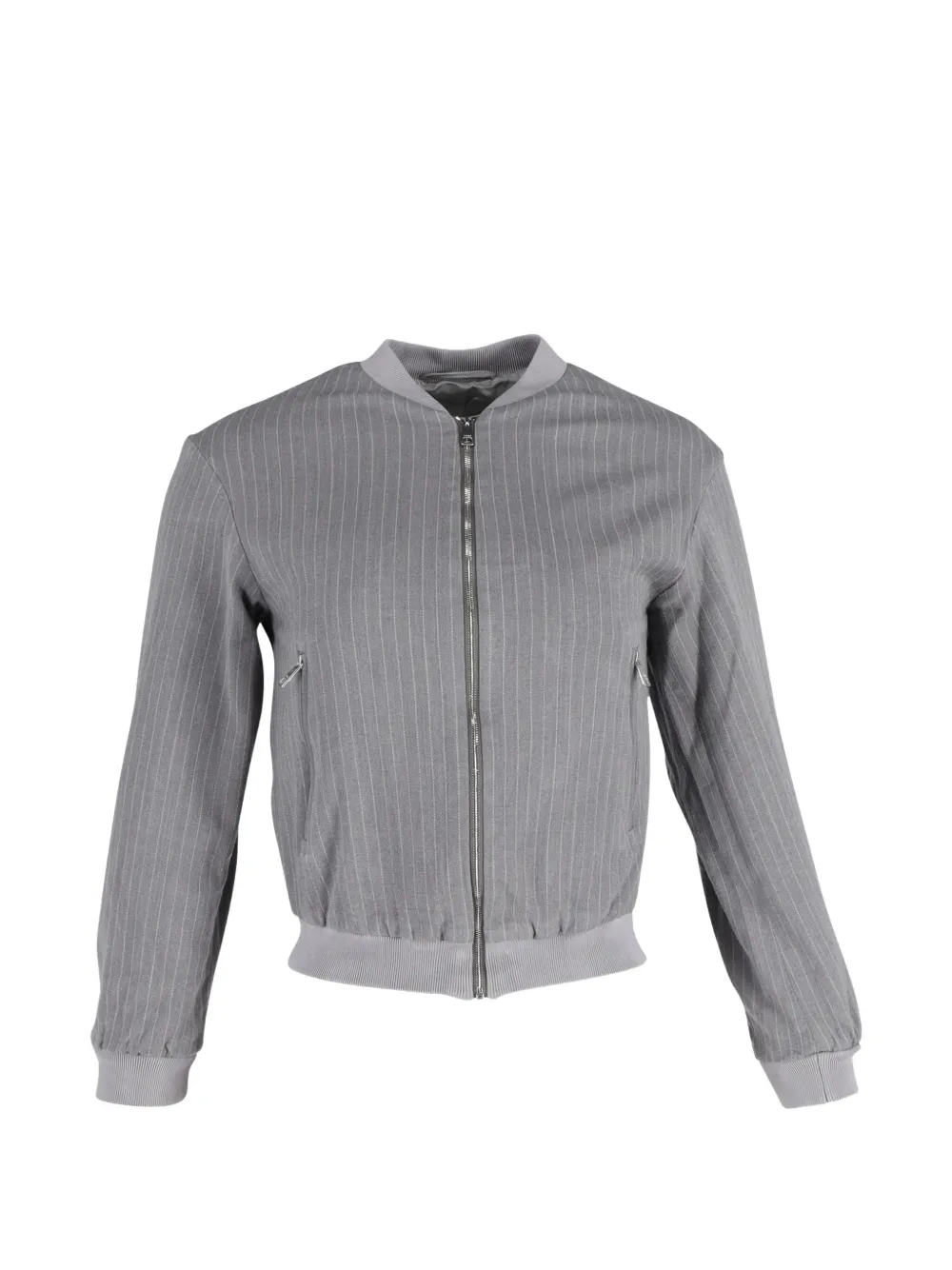 BOSS full-zip pinstripe-pattern bomber jacket - Grigio