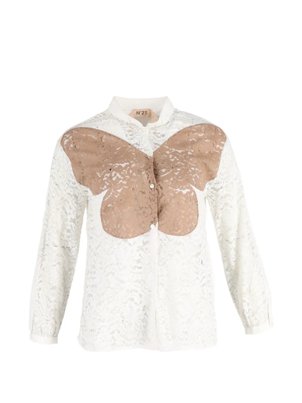 Nº21 long-sleeve lace shirt - Bianco