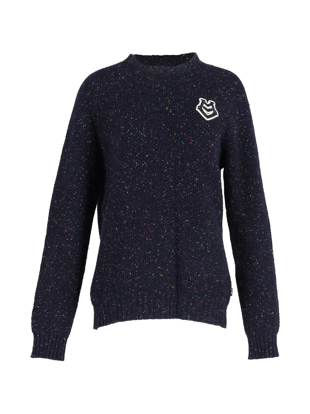 Moschino Pre-Owned logo-patch speckled sweater - Blu