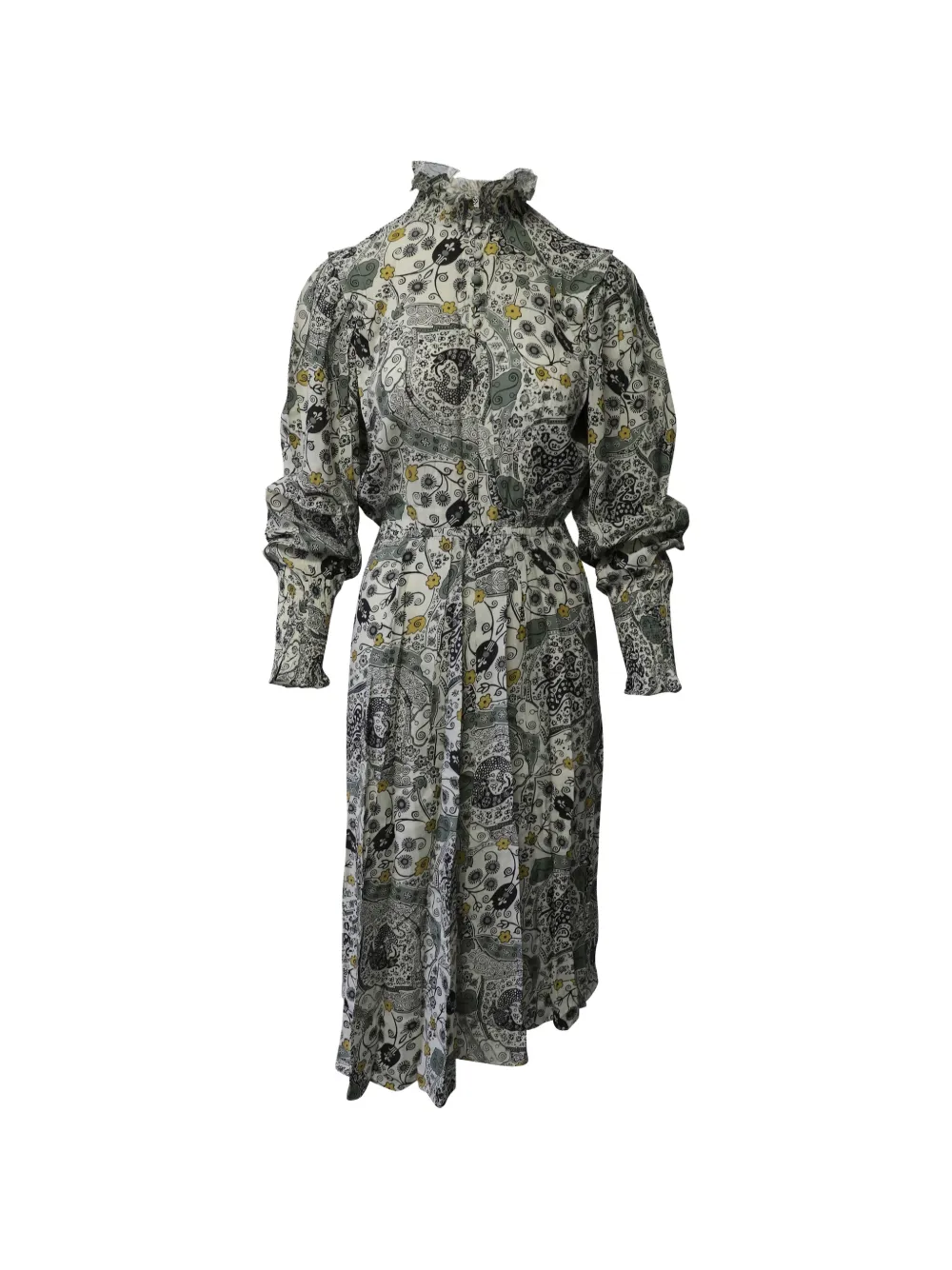 Isabel Marant Vintage ruffled high-neck dress - Grey