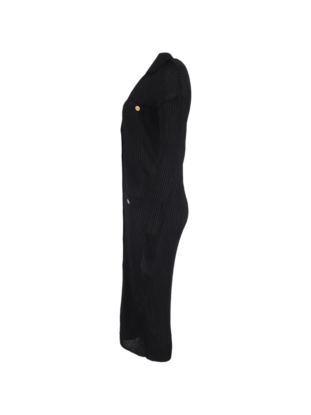 Ribbed Buttoned Midi Dress