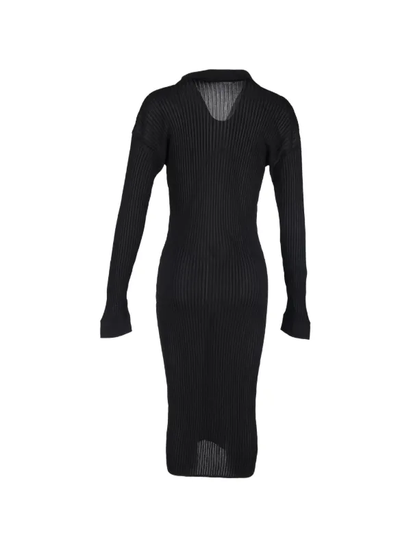 buttoned ribbed dress Reiss Willow Rib-Knit Midi Dress