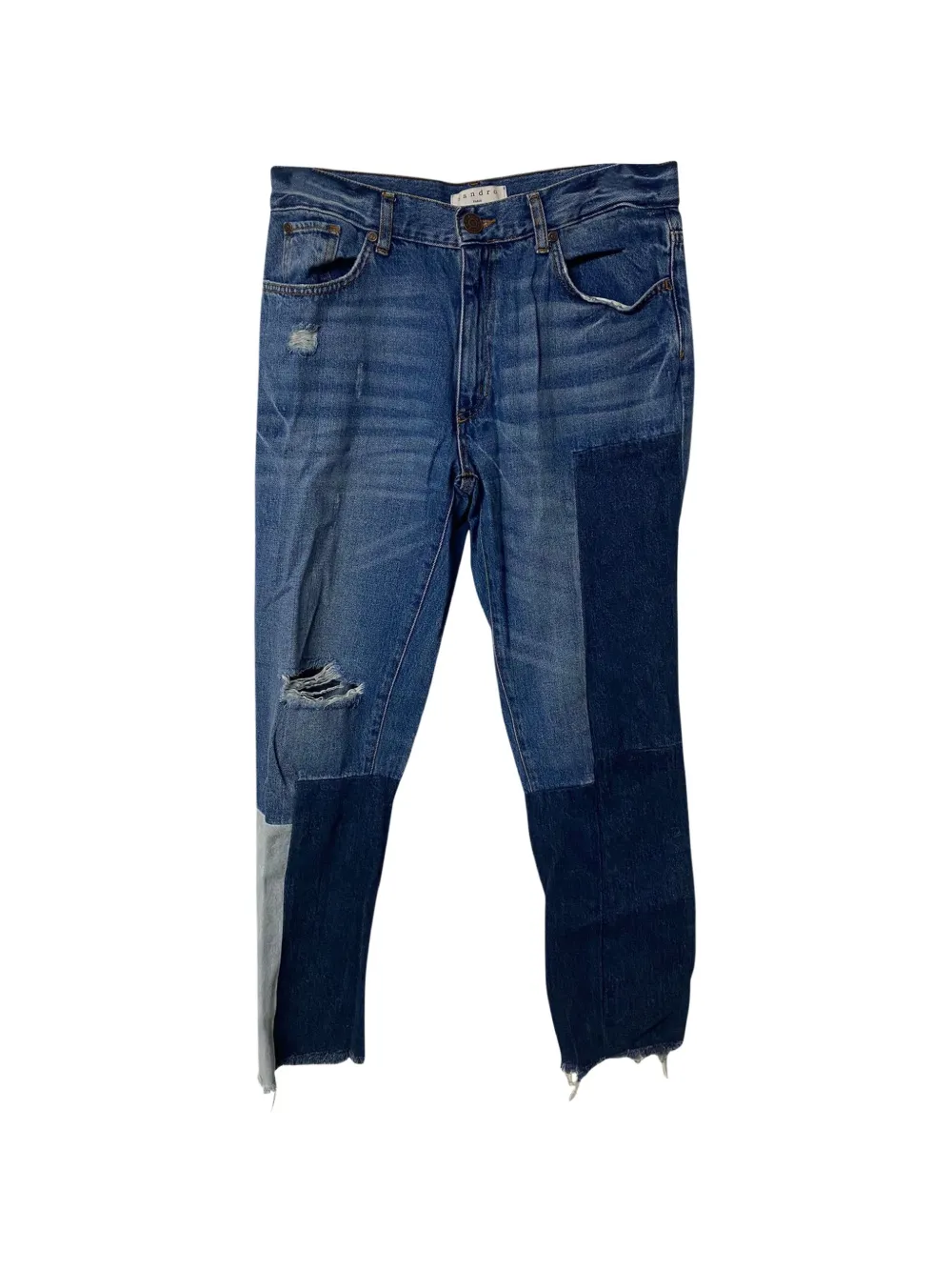 SANDRO patchwork frayed jeans - Blu
