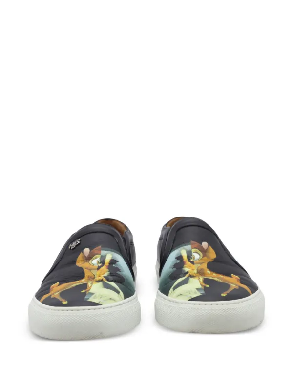 Givenchy Pre-Owned bambi-print round-toe Sneakers | Black  display picture 3
