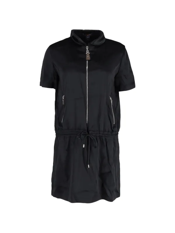 louis vuitton short dress Louis Vuitton Brown Printed Cotton Front Zipped Mini Dress S Louis Vuitton