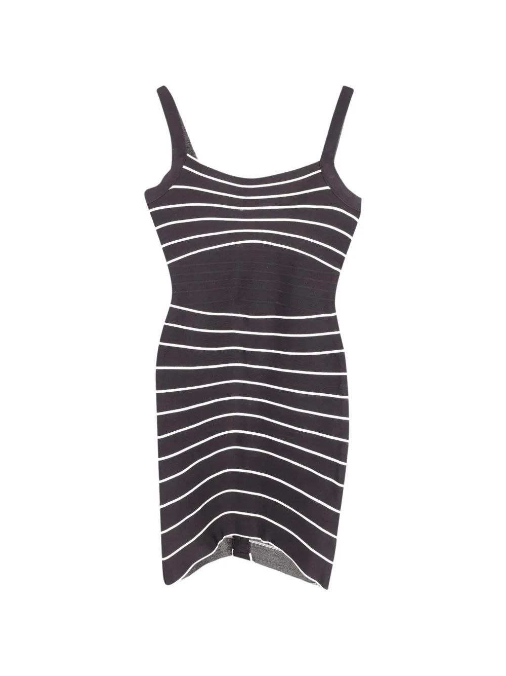 Herve Leger square-neck striped mini dress - Nero
