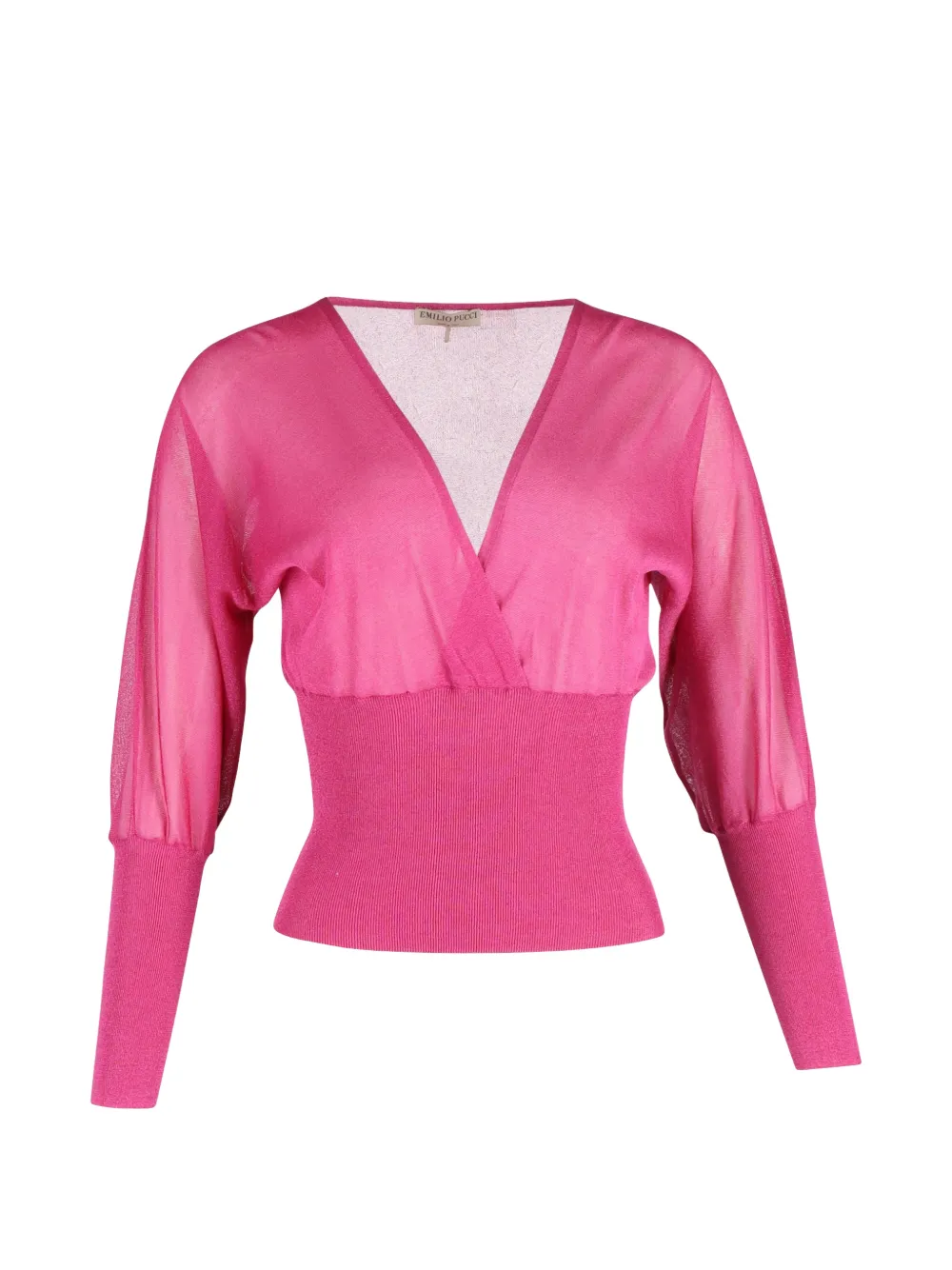 PUCCI Pre-Owned knitted-detail V-neck top - Rosa
