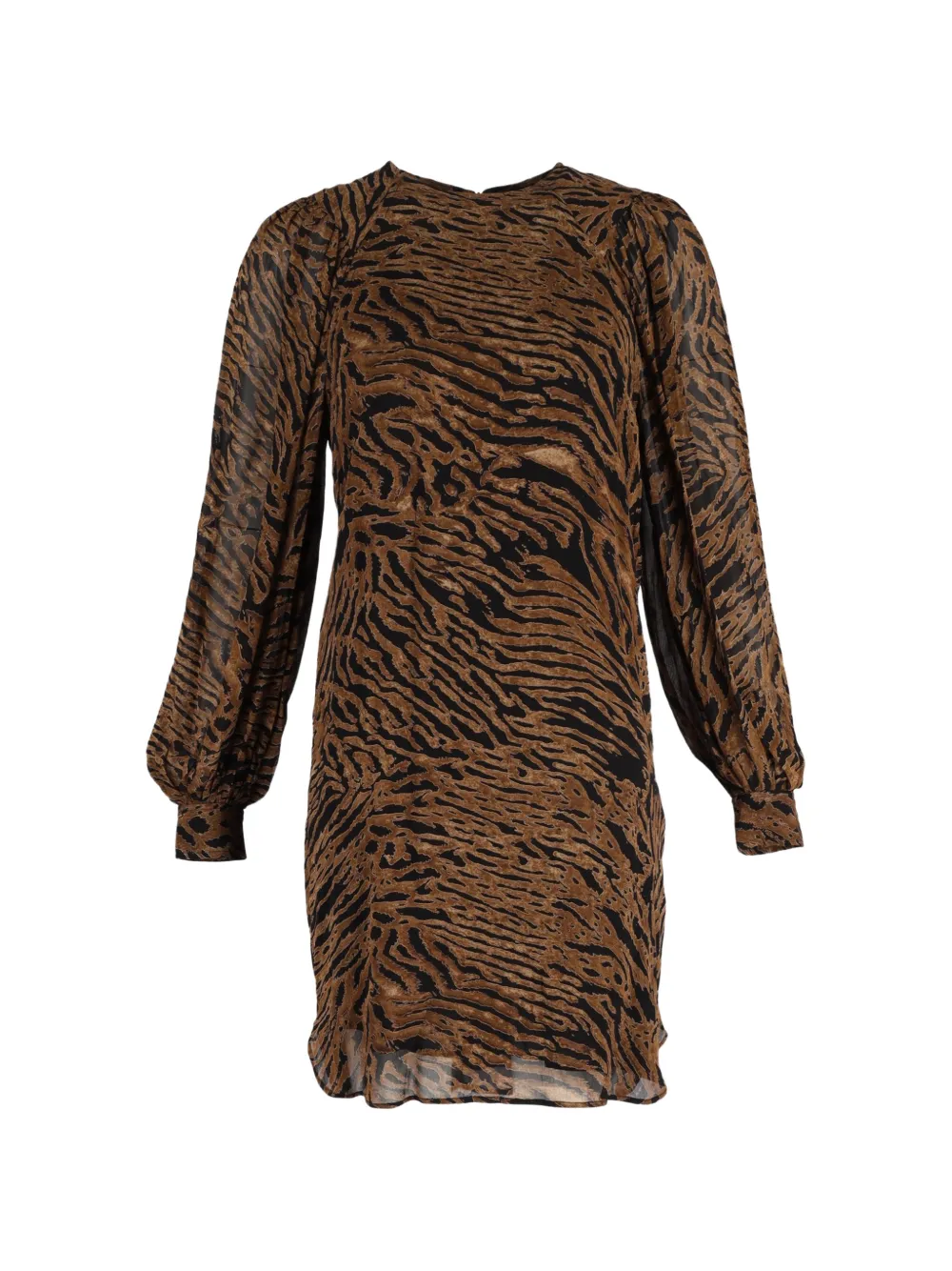 GANNI tiger-print mini dress - Marrone