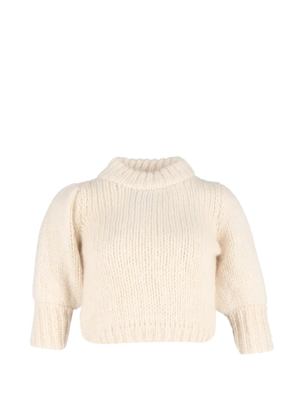 GANNI Julliard cropped turtleneck sweater - Toni neutri