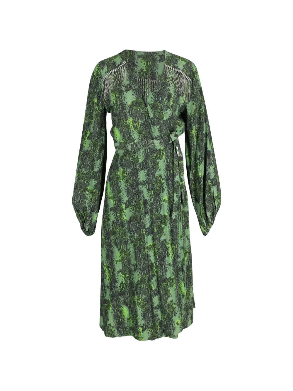 ROTATE BIRGER CHRISTENSEN crystal-embellished printed midi dress - Verde