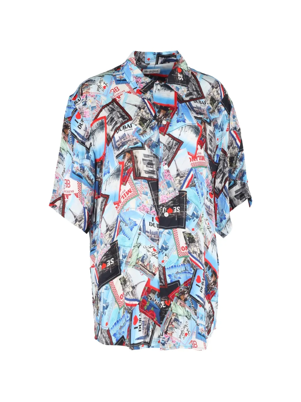 Balenciaga Pre-Owned cities silk shirt - Blu