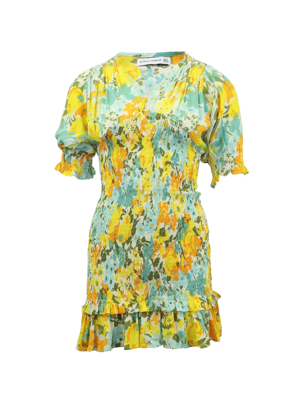 Faithfull the Brand floral-print V-neck mini dress - Giallo