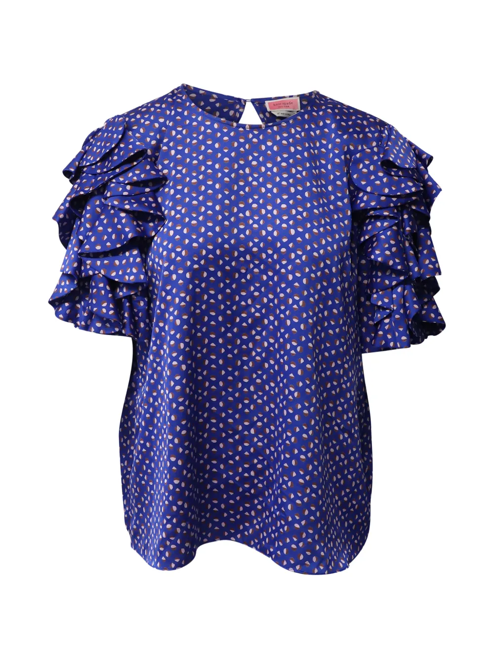 Kate Spade puff-sleeve printed blouse - Blau