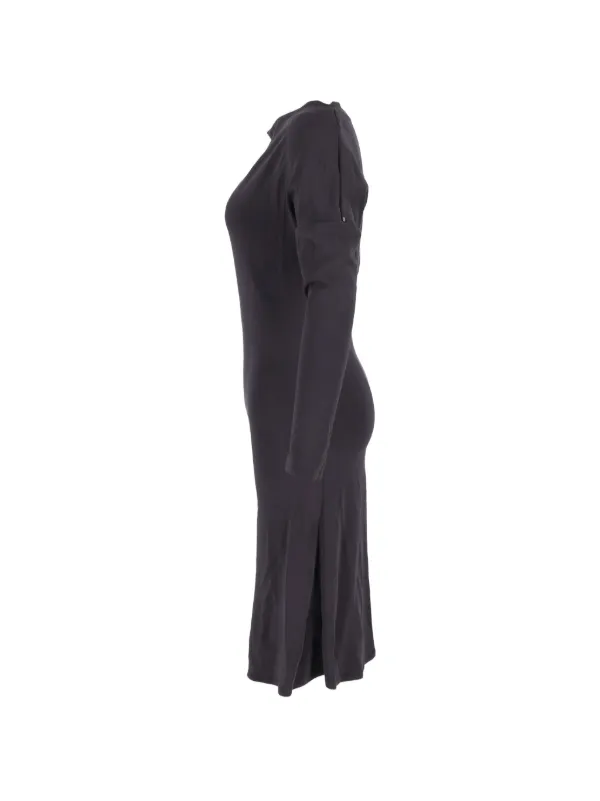 boat neck long sleeve midi dress Black long sleeve boat neck Sheath Midi Dress