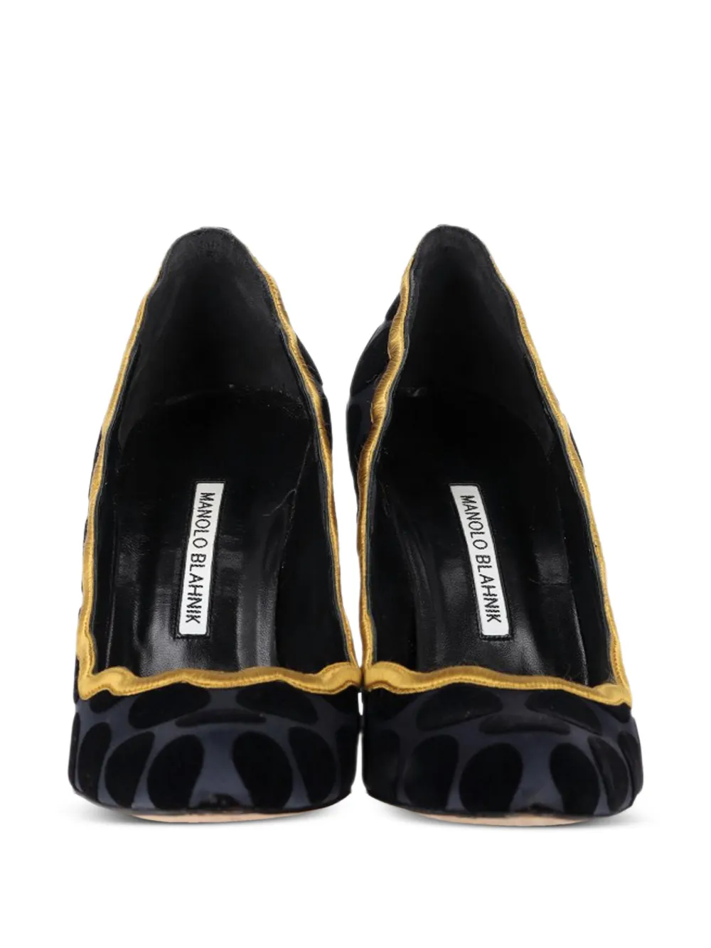 Polka-Dot Scalloped Heeled Pumps