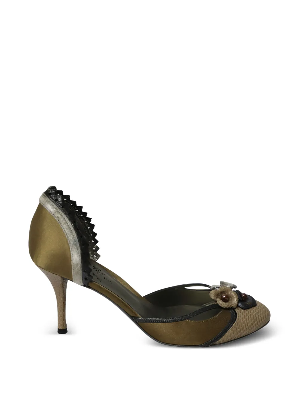 Bottega Veneta Pre-Owned snakeskin-embossed flower pumps - Marrone