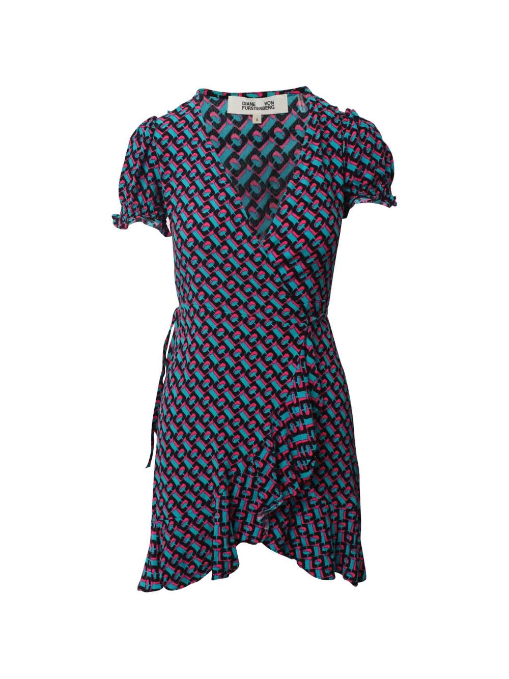 Diane Von Furstenberg Vintage printed mini wrap dress - Blu