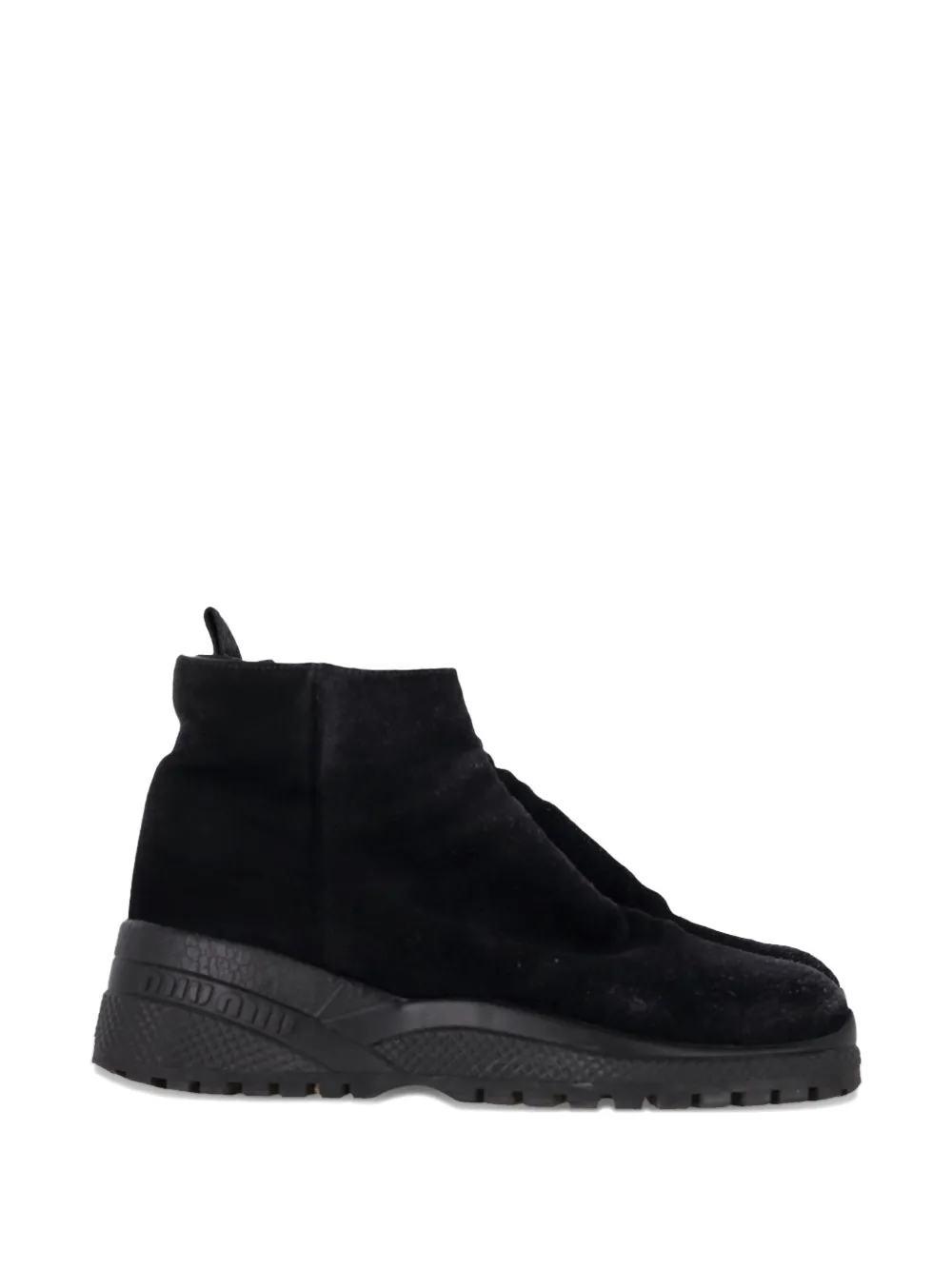 Miu Miu Pre-Owned zipped suede ankle boots - Nero