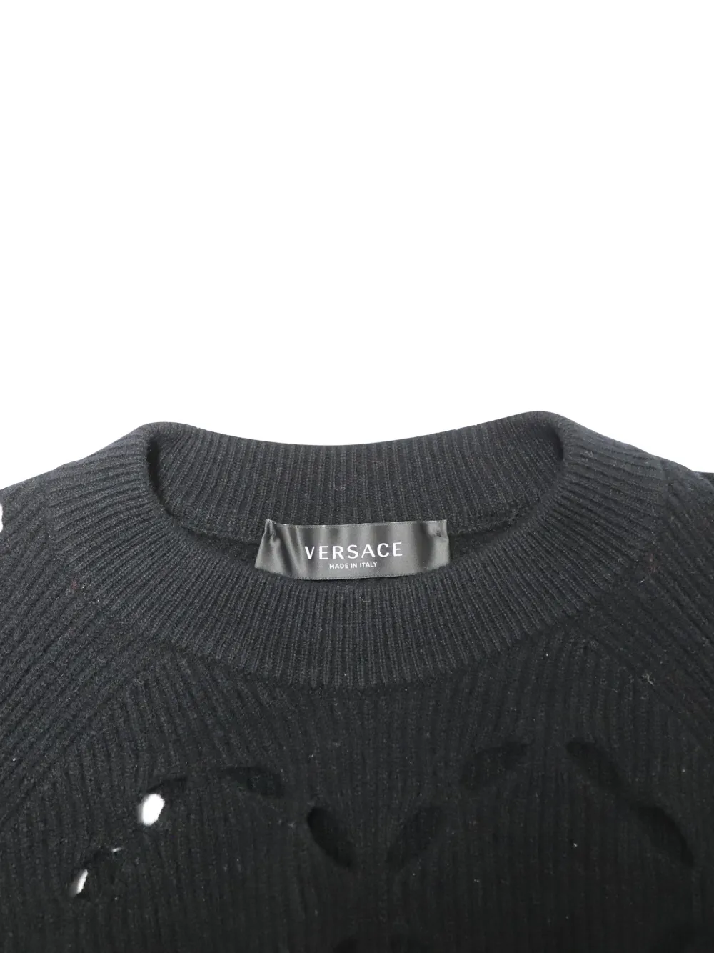  Versace Pre-owned Pull à Découpes Et Col Ras Du Cou - Noir 