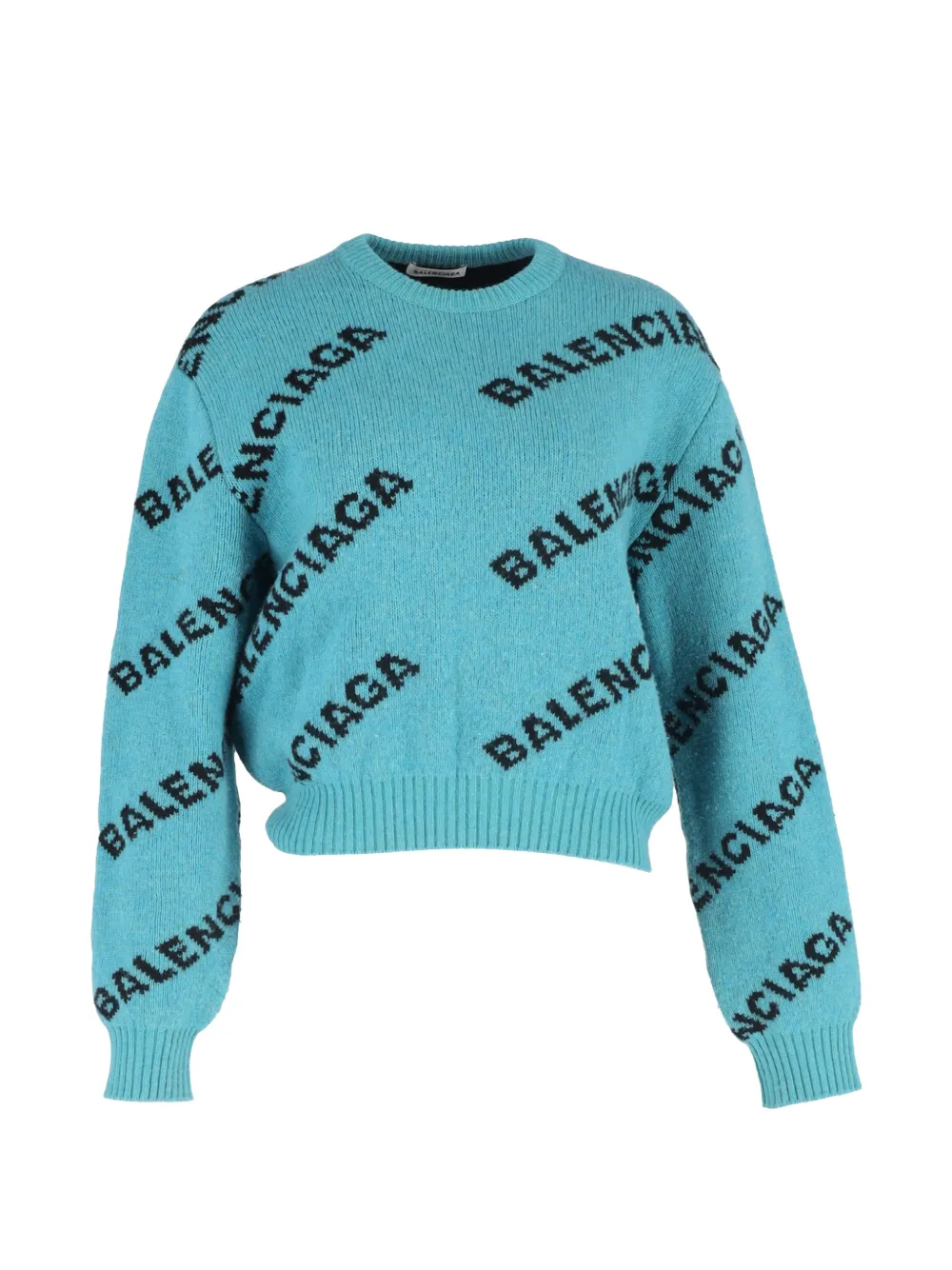 Balenciaga Pre-Owned logo-print crew-neck sweater - Blu