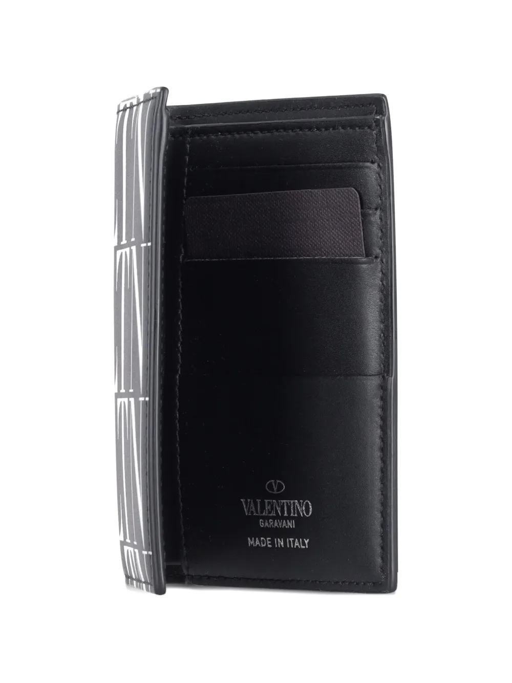 Vltn-Print Calf Leather Cardholder