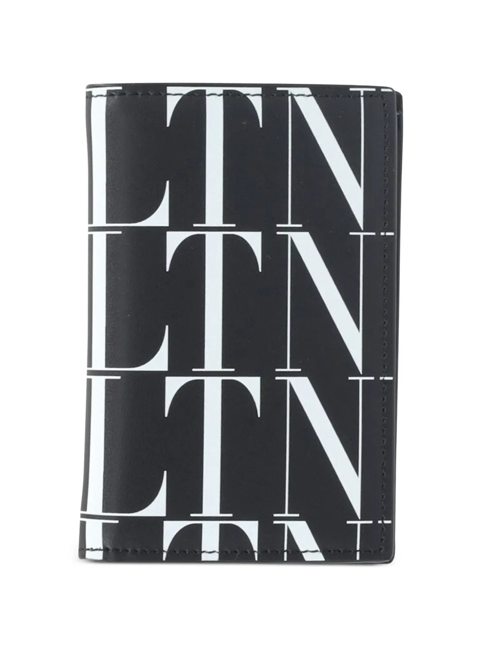 Valentino Garavani Pre-Owned VLTN-Print calf leather cardholder - Nero