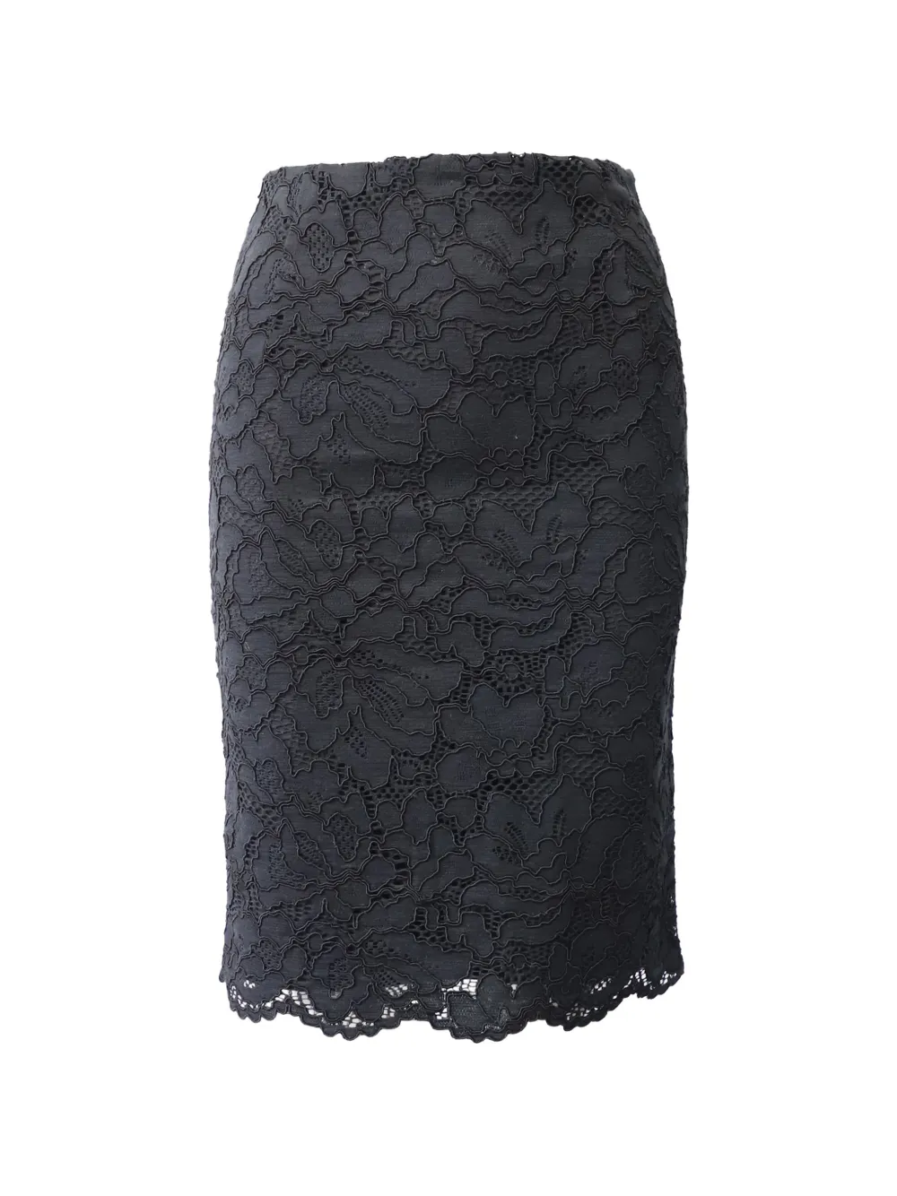 SANDRO lace scallop-hem midi skirt - Nero