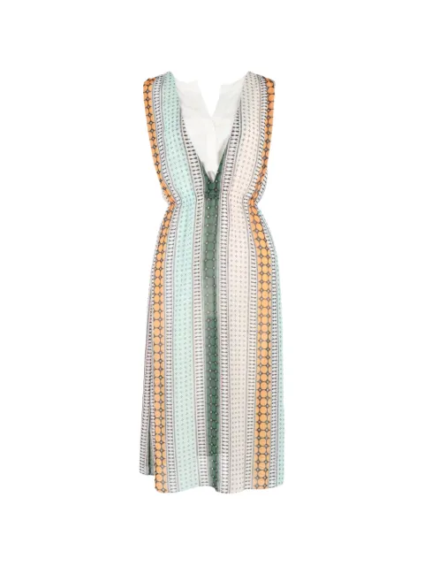 SANDRO vestido midi con rayas estampadas y cuello en V